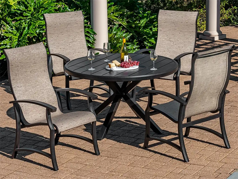 Lodge Aged Bronze Aluminum with Sling 5 Piece Dining Set (48 in. Dining Table)