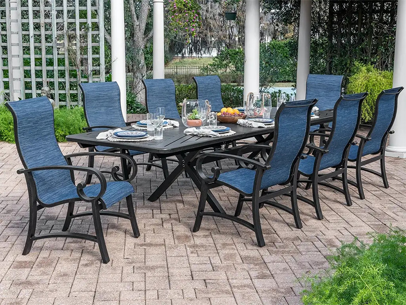 Solstice Aged Bronze Aluminum with Sling 7 Piece Dining Set (44X84-130 in. Dining Table)