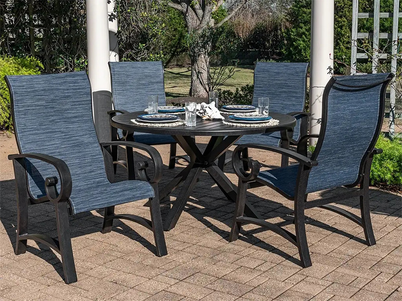 Solstice Aged Bronze Aluminum with Sling 5 Piece Dining Set (52 in. Dining Table)