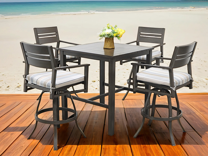 Aspect 5 Piece Rust-proof Aluminum Patio Swivel Barstool Set 