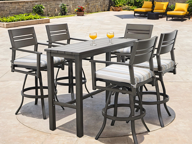 Aspect 6 Piece UV-resistant Aluminum Patio Swivel Barstool Set 