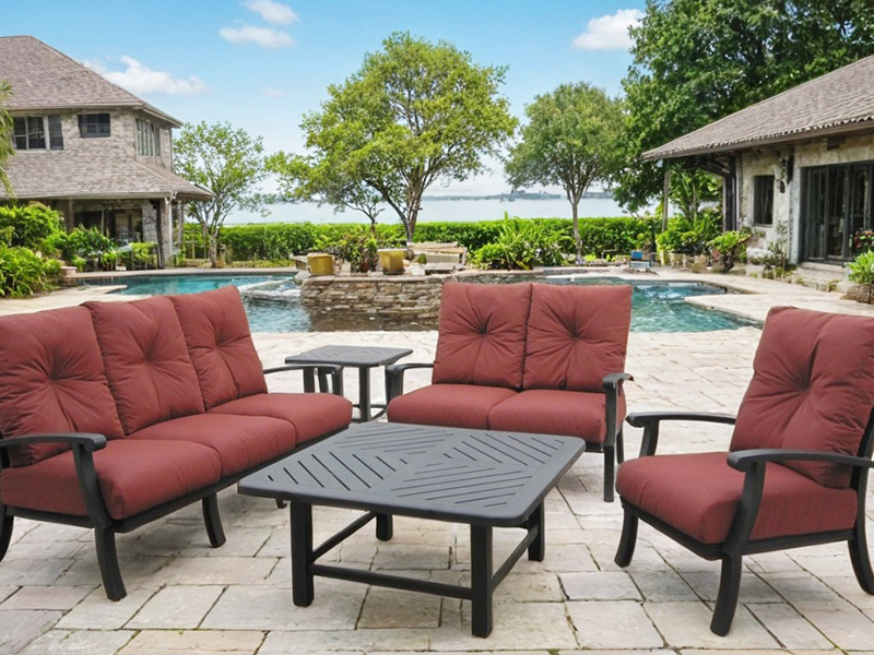 Chateau Aluminum with Cushions 4 Piece Deep Seating Group with Coffee Table