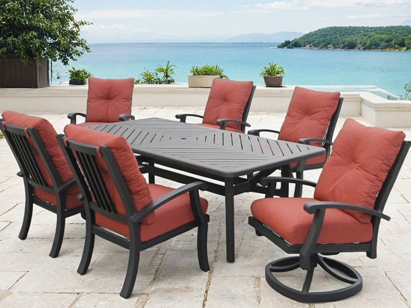 Chateau Aluminum outdoor with cushion 7 Piece Dining Set (86X44 in. Dining Table)