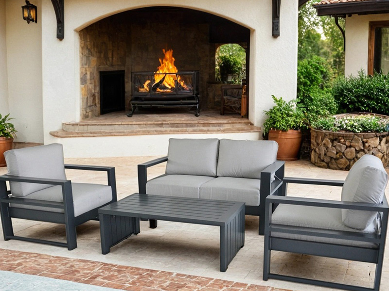AOBAM Aluminum with Cushions 4 Piece Deep Seating Group with Coffee Table